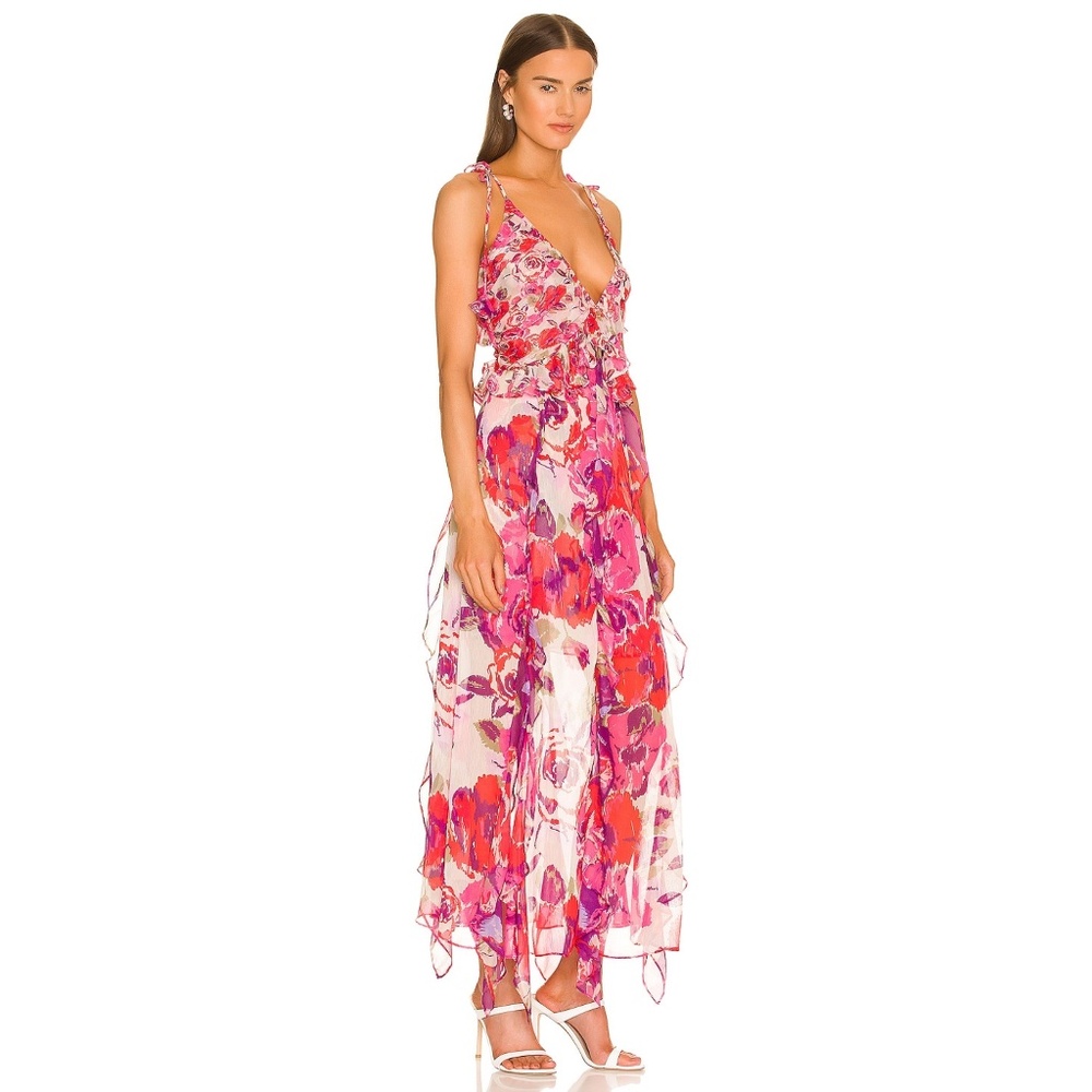 NWT MISA Los Angeles Diana Dress - White Coming Up Roses (RETAIL PRICE IS $460!) - Picture 2 of 12